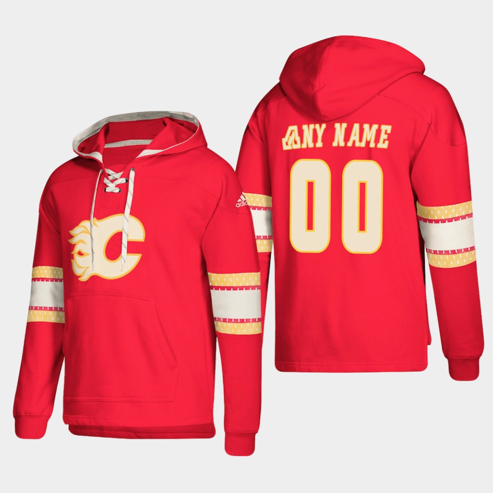 Men NHL Calgary Flames Custom Pullover Hoodie Red jerseys